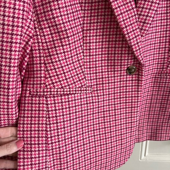 J. Crew Pink Houndstooth Women's Blazer - Picture 4 of 7